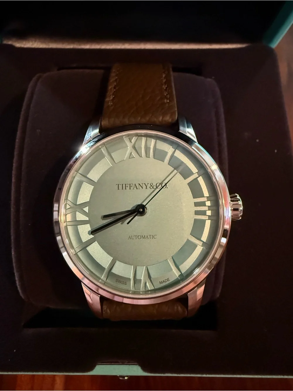 Tiffany & Co. Men's Watch with Tiffany Blue Dial and Brown Strap
